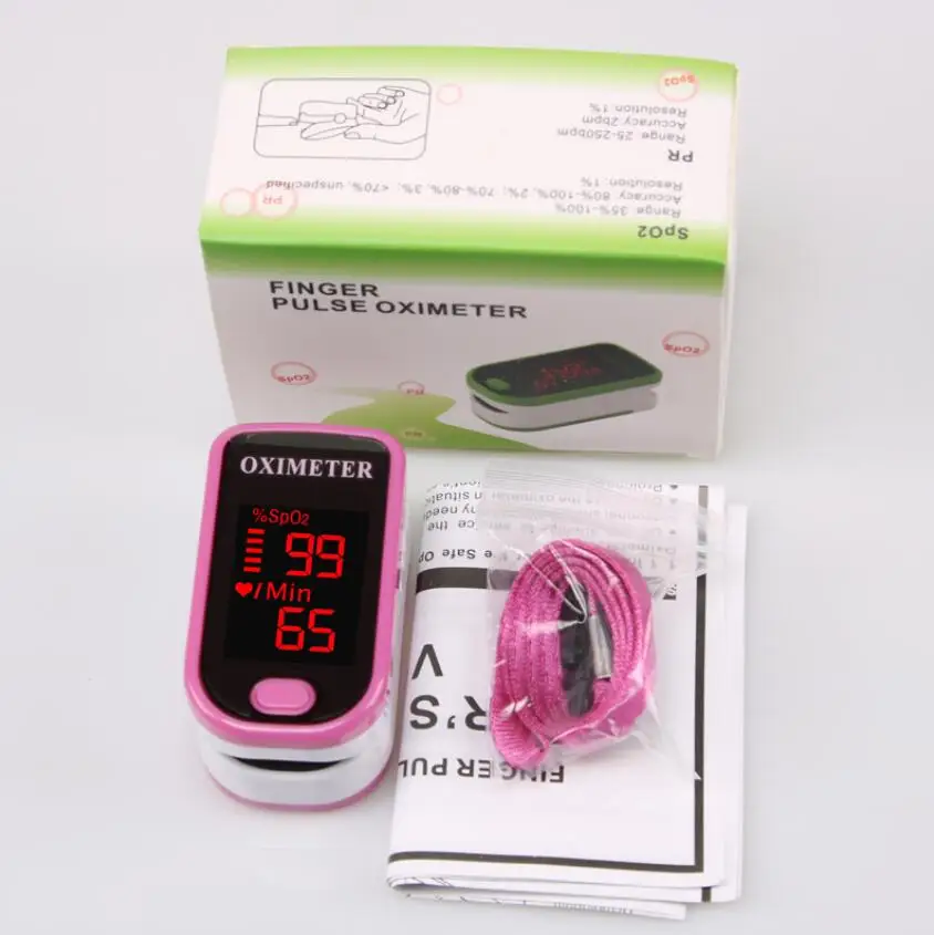 Pink with box SpO2 PR зажим для пальца Пульсоксиметр домашний кислородный монитор насыщения пальца Пульс измеритель пульса - Цвет: Pink with box