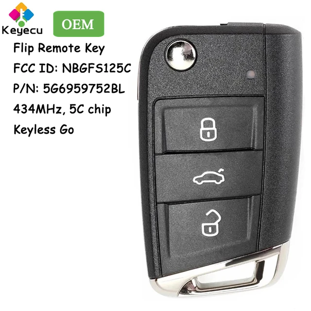 Keyecu Keyless Go Smart Remote Key With 3 Buttons 434mhz 5c Chip For Vw  Tayron Tiguan Seat Golf7 Mk7 Touran Fob 5g6 959 752 Bl - Car Key -  AliExpress