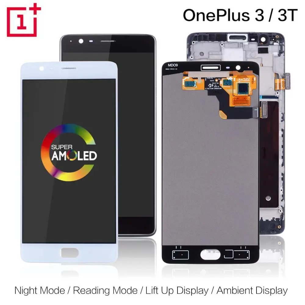 Дешево AMOLED Дисплей для OnePlus 3 One Plus 3T экран в сборе с тачскрином на рамке Оригинал A3000 a3003 1+