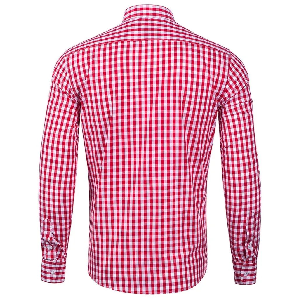 Camisa masculina, модная мужская Повседневная рубашка, новинка, в клетку, с карманом, с длинным рукавом, рубашка, топ, блуза, erkek mon, рубашка для мужчин