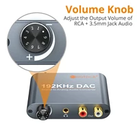 ממ גק כדי 192 Khz DAC קואקסיאלי אופטי כדי אנלוגי RCA R / L אודיו 3.5 מ"מ ג