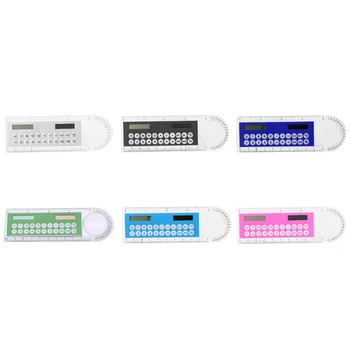 

2020 New Colorful Student Ruler Mini Portable Solar Energy Calculator Office Stationery