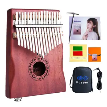 

17-Key EQ Kalimba Thumb Piano 7.28 Inch Mahogany Body Professional Electric Kalimba Finger Piano With Bag Audio Cable
