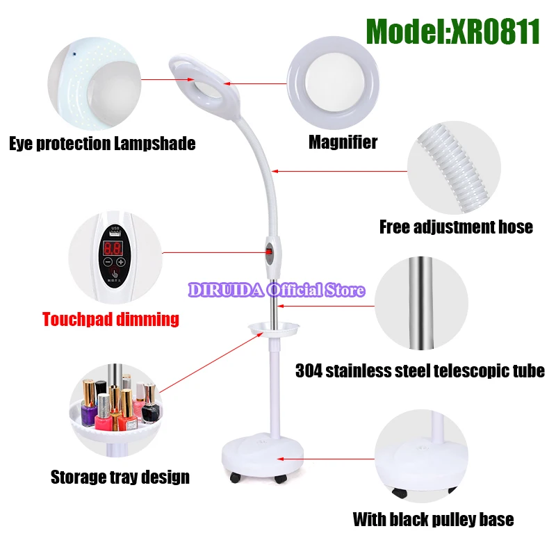  16x Magnifying LED Lamp Eyebrow Tattoo Nail Art Beauty Makeup Cold Light Lamp For Photography Selfi - 4000075725631