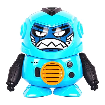 

Robot Toy Cute Voice Recording Movable Arm ABS Battery Powered Lighting Multifunctional Face Change Cartoon Interactive Talking