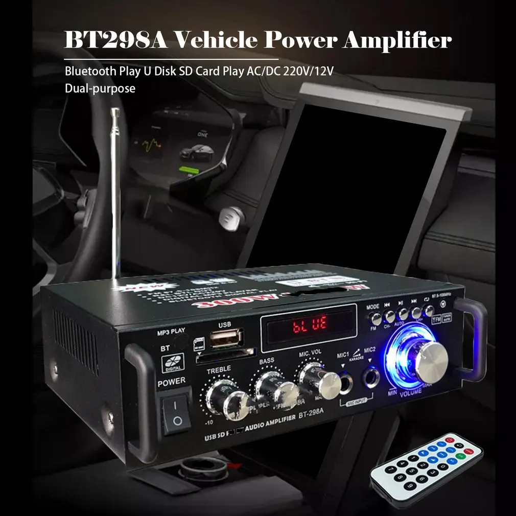 600 Вт 220 В/12 В Hifi стерео Fm 2Ch усилитель автомобильный домашний Usb Sd Mp3 Мини Usb карта Ac и Dc небольшой усилитель мощности