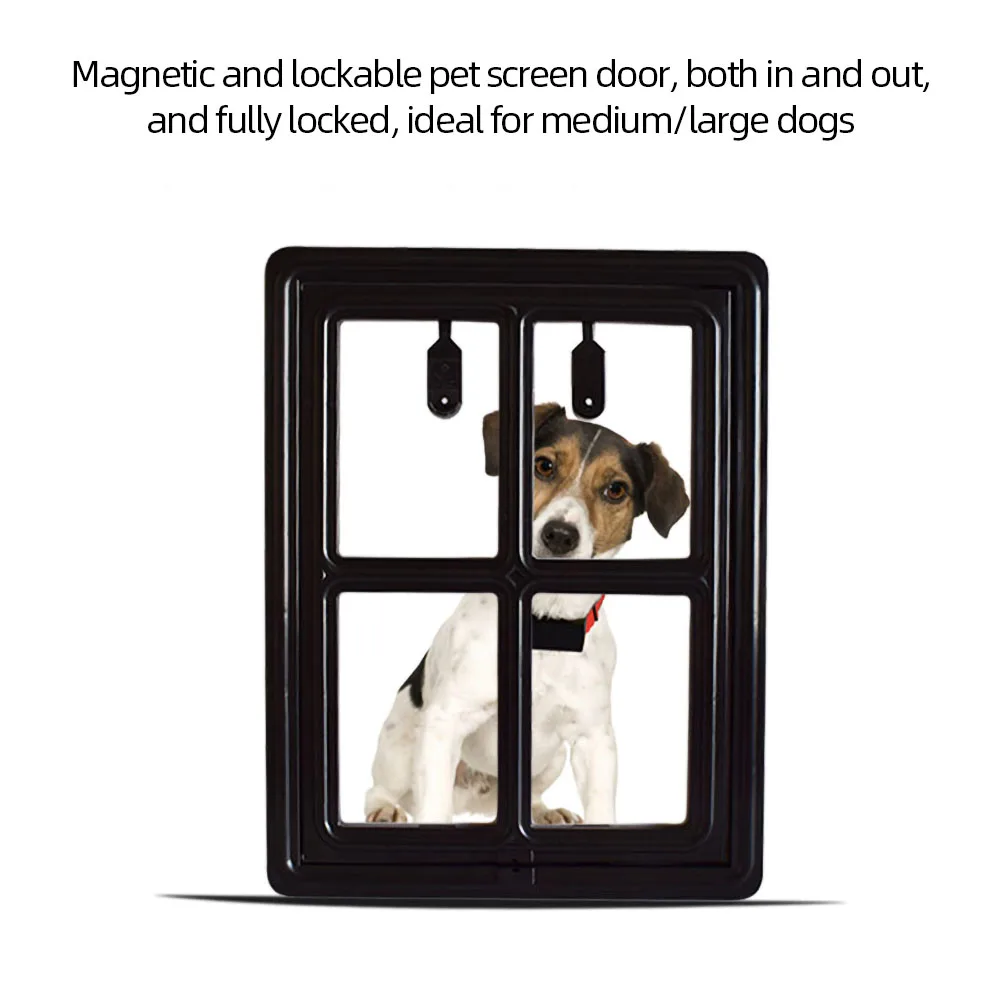 

New Lockable Plastic M/L Pet Dog Cat Kitty Door for Screen Window Security Flap Gates Pet Tunnel Dog Fence Access Door for Home