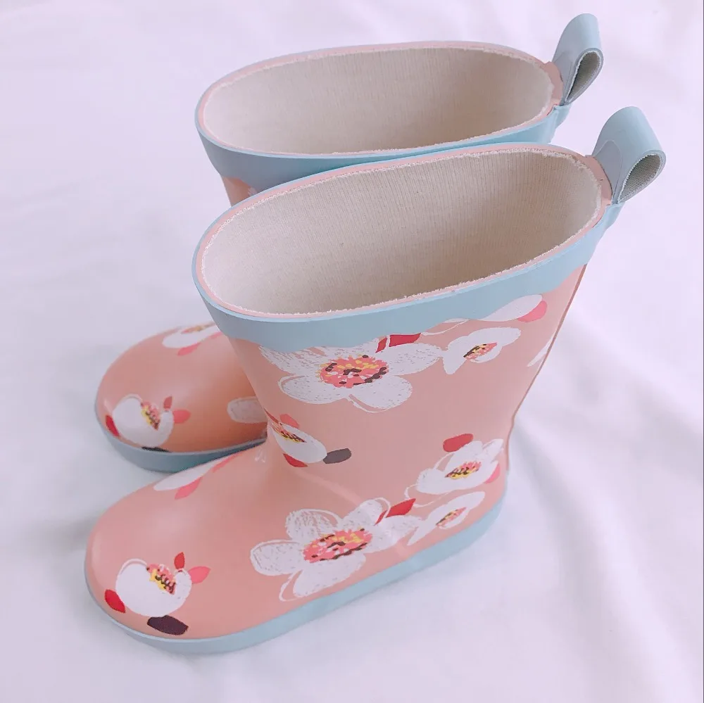 Резиновые сапоги для девочек и мальчиков; детские резиновые сапоги с принтом для девочек; Водонепроницаемая мягкая обувь для дождя; детская водонепроницаемая обувь; размеры 23-32