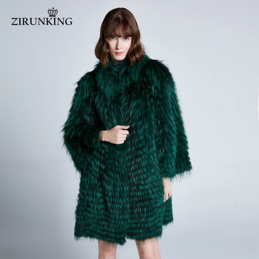 ZIRUNKING/уличная женская шуба из натурального меха лисы, Женская куртка из натурального меха, женская модная меховая шуба, женская зимняя верхняя одежда ZC1922