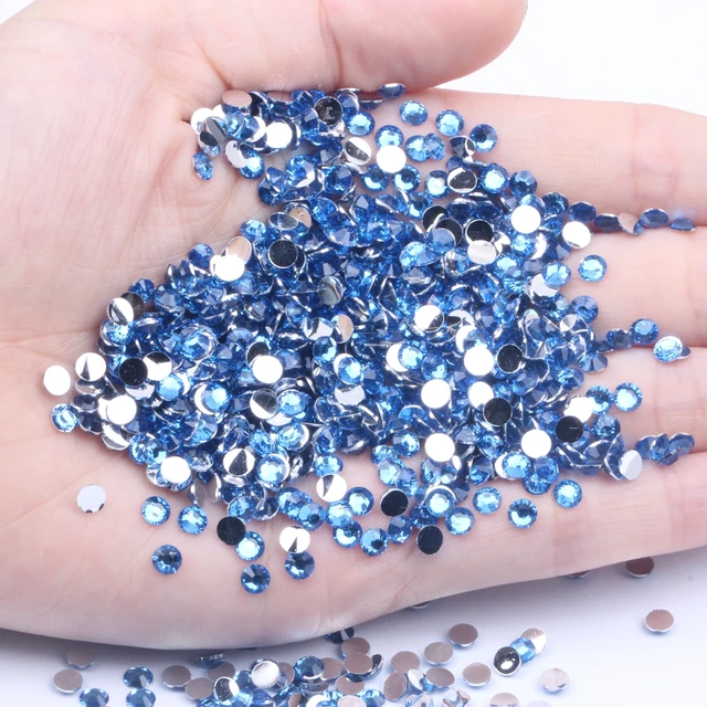 Resin Rhinestones Non Hot Fix Navy blue AB 500/1000pcs 2-6mm Round Flatback  Diamonds Appliques For Craft Fabric Wedding Dresses