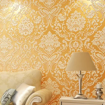 

Wallpaper European-style luxury high-end warm bedroom 3D three-dimensional living room atmosphere Damascus TV background wall pa