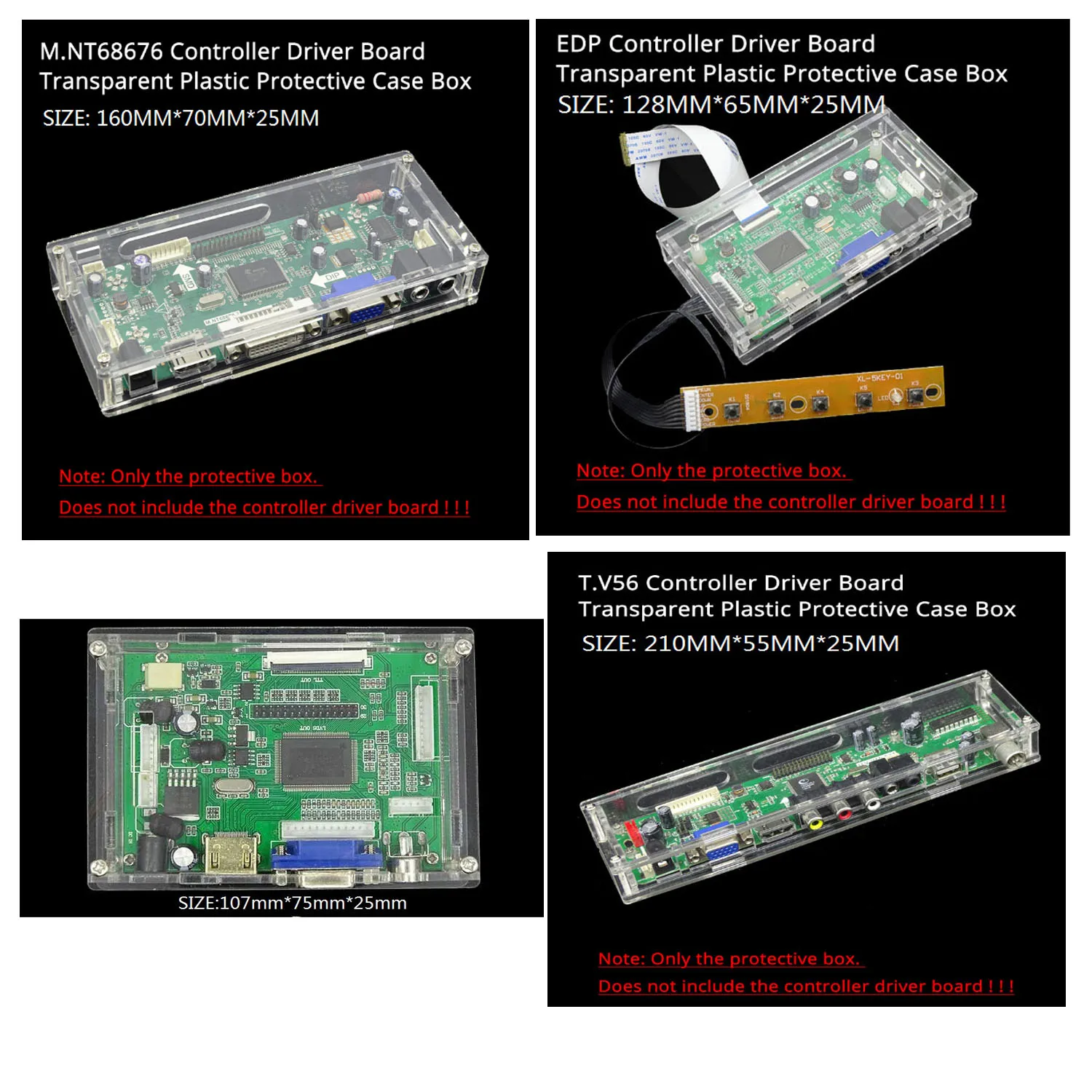 Caixa de Proteção Acrílica para m. Nt68676 tv 2av Edp Placa de Controle Led Lcd Kit de Driver de Painel Placa Transparente