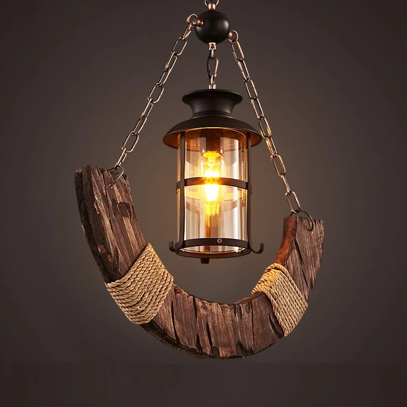 

American retro-nostalgia chafing dish shop Internet Bar Cafe creative personality Boat Wood Art Chandelier