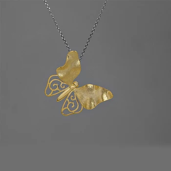 

Acecare Fashion Sterling Silver Gold Plated Hollow Butterfly Necklace Pendant for Women Girl Elegant Party Wedding Jewelry