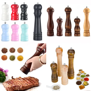 

Adjustable Manual Solid Wood Pepper Mill And Salt Grinder Seasoning Spice Mill Kitchen Accessories Kitchen Tools Mill