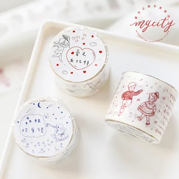 

1 Roll Kawaii Washi Tape Cute Cartoon Hand Drawn Pattern Masking Tape Wide Washi Tape Stationery Diary Journal Decoration