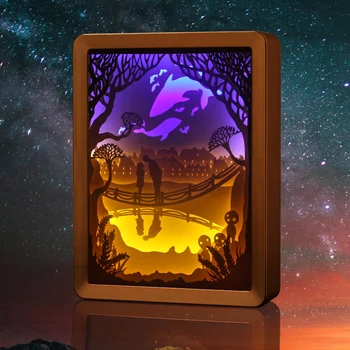 

Amazing Customized Color Changing Starry Sky Design Lamp 3D Visual LED Night Light Paper Shadow Painting With Frame