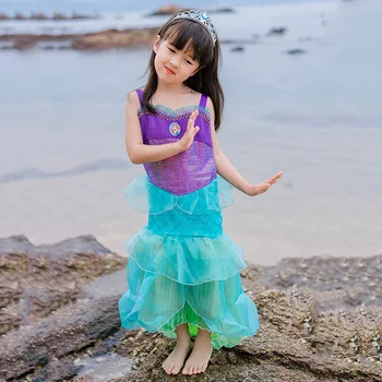 

Disney Kids Dresses for Girls Mermaid Princess Dress Christmas Halloween Cosplay Party Children's Clothing Elegant Mesh 500