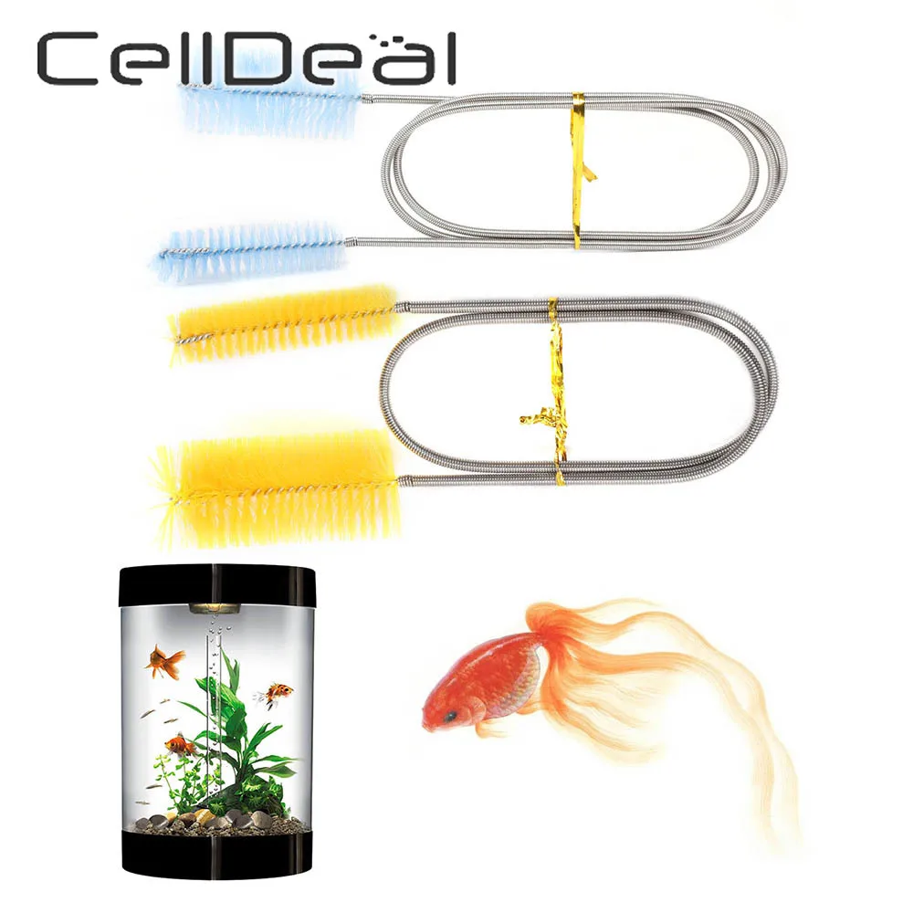 Cepillo de limpieza de tuberías en espiral, 45/90/155/200cm, rotación 360, doble cabezal, tanque de pescado blando, manguera tubo de aire, Filtro externo, suministro de acuario