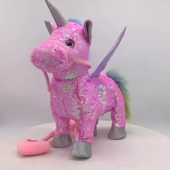

2019 Newest Cute Sequin Unicorn Electric Walking Unicorn Plush Toys Stuffed Animal Toy Electronic Music Unicorn Toy For Kid Gift