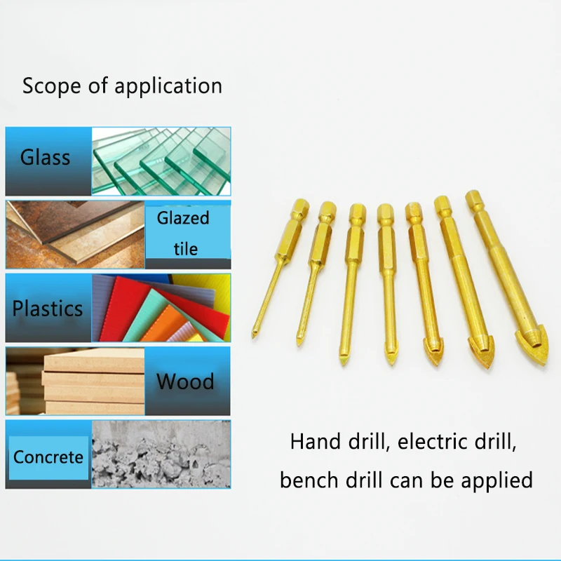 7 шт./компл. 3-12 мм шестиугольная ручка сплав треугольное сверло набор керамических отверстий открывалка мрамор для сверла отверстие Прочный инструмент Аксессуары