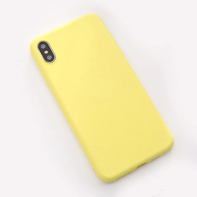 Цвет: желтый Силиконовый чехол для iPhone 11 11Pro Max X XS Max XR 7 6 6S 8 Plus, однотонные мягкие чехлы для пар - Цвет: Цвет: желтый
