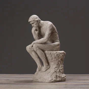 

Retro Abstraction Auguste Rodin The Thinker Bust Statue Character Plaster Desktop Decoration Office Resin Craftwork