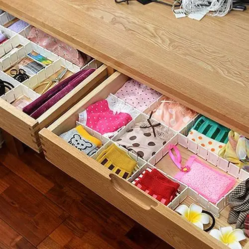 

6 Pcs Plastic DIY Grid Drawer Divider Panel Household Storage Organizer Partition Home Decor Bedroom Suppies