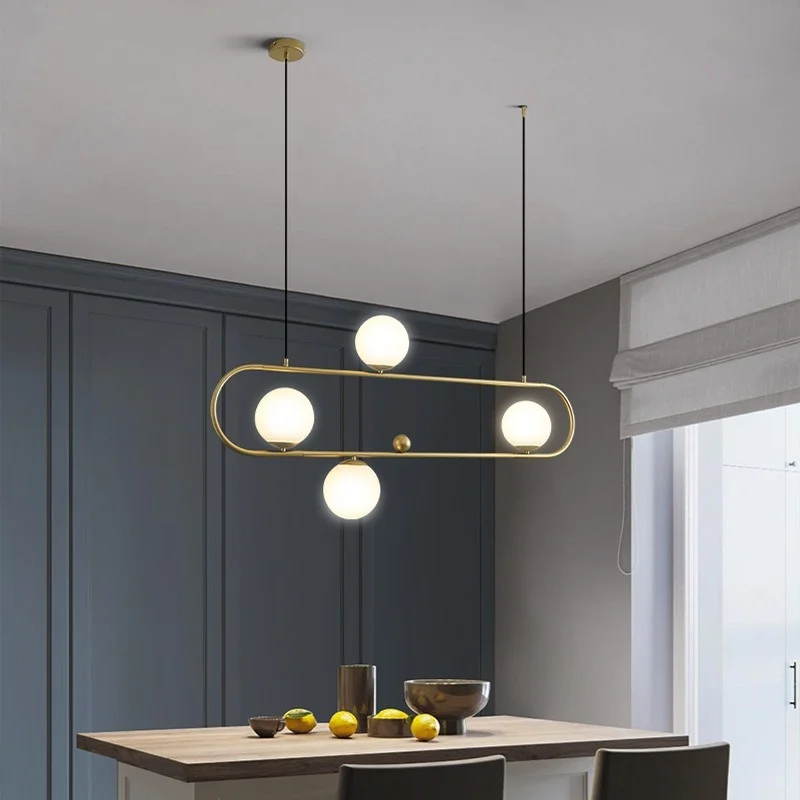 

Industrial Style rectangle chandelier Art Swing Buckle Design Retro glass ball light Parlor Coffee Shop dining room chandelier