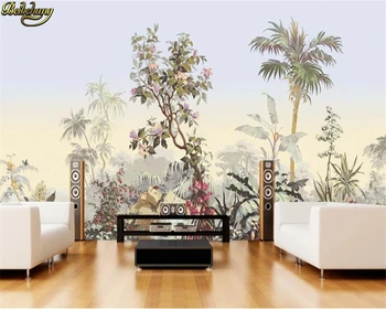 

beibehang Custom 3d wallpaper mural european retro nostalgic hand painted idyllic rainforest jungle mural background wall paper