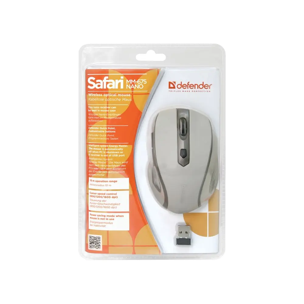 Компьютерная мышь Defender Safari MM-675 бежевый,6кнопок,800-1600dpi