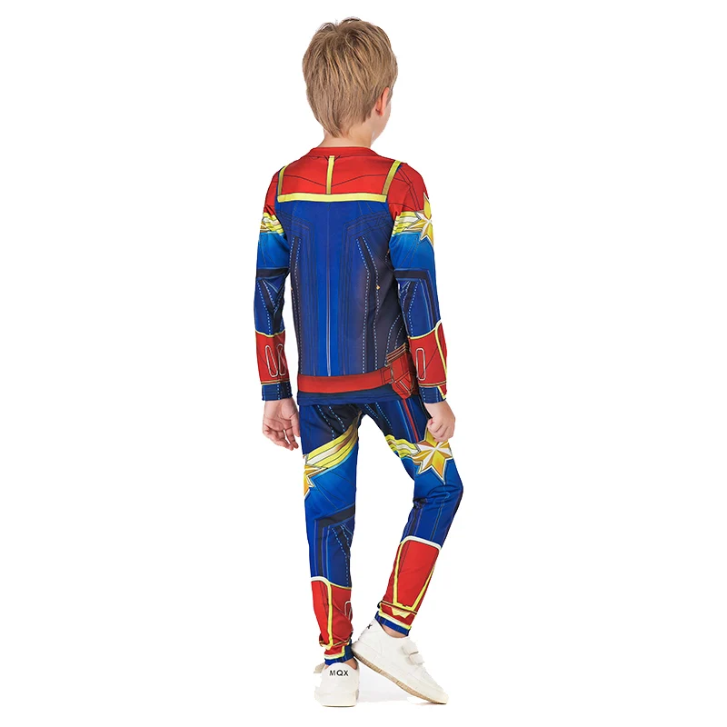 Детская футболка с 3D-принтом «Мстители 4», компрессионная футболка для фитнеса+ штаны, Колготки с длинными рукавами для джиу-джитсу, брюки спортивный костюм для мальчиков