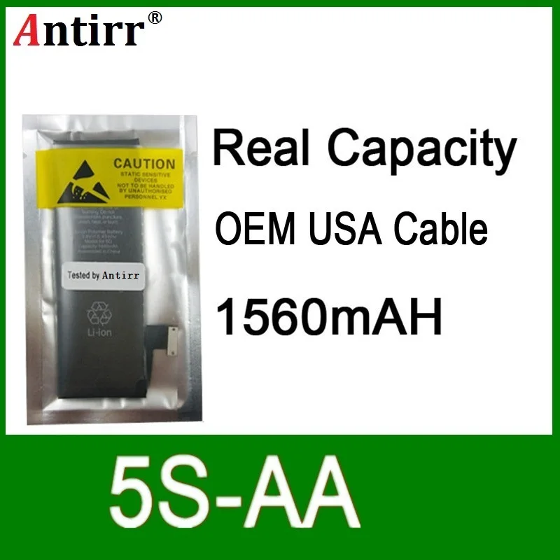 

10pcs/lot Real Capacity China Protection board 1560mAh 3.7V Battery for iPhone 5S zero cycle replacement repair parts 5S-AA