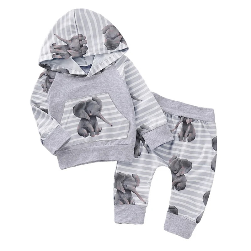 

Bobora Autumn Baby Boy Girls Clothes Adorable Animal Print Hoodie Sweatshirt Trousers Casual Outfits Clothes 0-24M