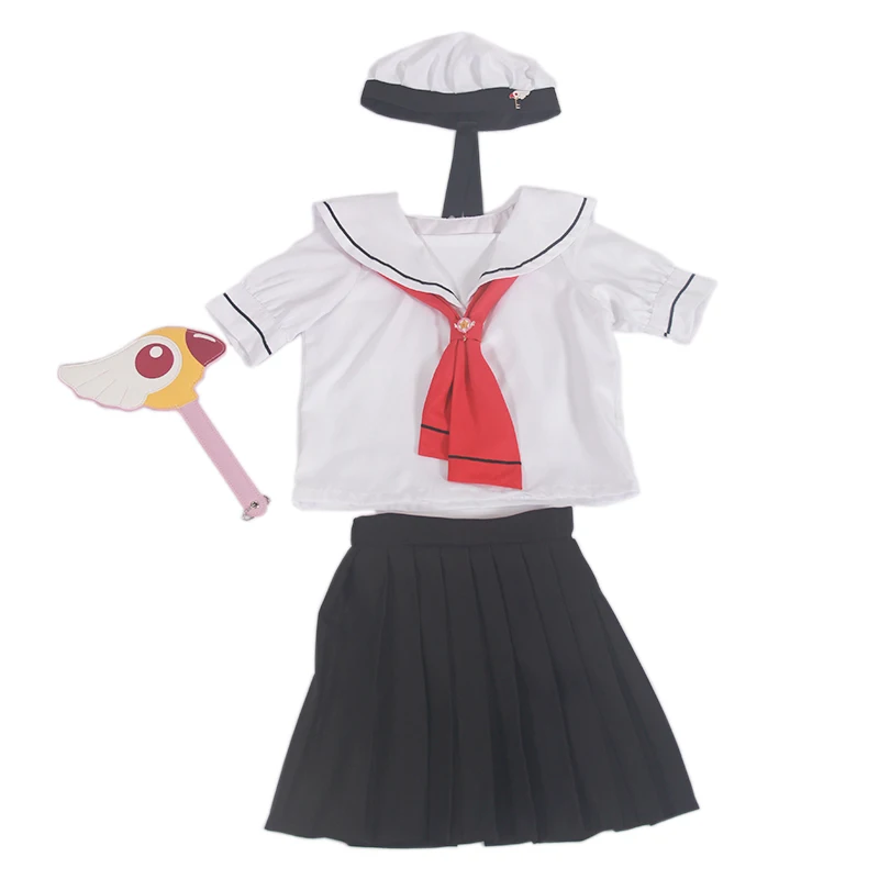 ELBCOS CARDCAPTOR SAKURA для девочек Kinomoto Sakura школьная форма костюм моряка(топ+ юбка+ шляпа