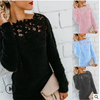 

SZMALL Fashion Newest Pullovers Sweater For Female Winter Spring Warmer Full Sleeve Sweater Tops Women Solid Flower Lady Clothes