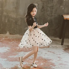 Детское платье; хлопковые летние сетчатые платья в стиле пэчворк с короткими рукавами и принтом со звездой для девочек