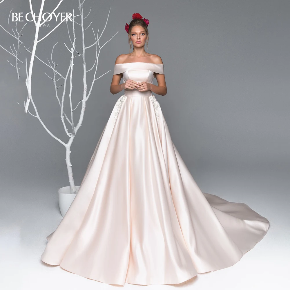 Elegante Off Shoulder Trouwjurk Worden Choyer EL12 Applicaties Met Pocket A-lijn Prinses Bruid Gown Aangepaste Vestido De Noiva Elegante Off Shoulder Trouwjurk Worden Choyer EL12 Applicaties Met Pocket A-lijn Prinses Bruid Gown Aangepaste Vestido De Noiva