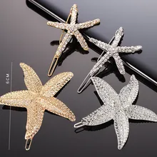 

Shiny Crystal Rhinestones Hairpins Barrettes Starfish Shape Hair Clips Hairstyle Design Styling Tool Hair Accessories