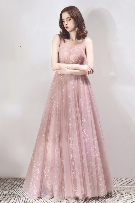 BGW Vestidos Sereia Em Vestidos De Noite Com Cristais розовое Тюлевое вечернее платье без рукавов длиной до пола