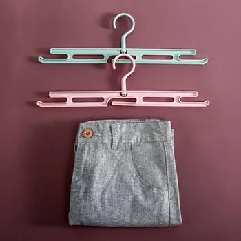 

37.7cm 5 pcs/lot Colorful Plastic Pant Hangers Simple Household Trousers Rack Dry-wet Clothing Hanging without Trace