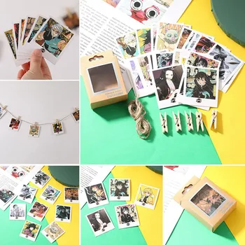 

Anime Demon Slayer Kimetsu No Yaiba Portray Photo Cards Kamado Tanjirou Cosplay Cards Postcards Wooden Clips Ropes 40pcs/set
