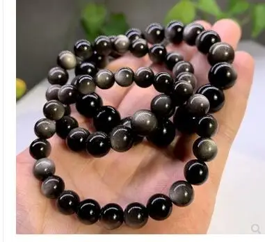

free shipping Zen Bracelet 8mm Black Obsidian Positive Healing Energy