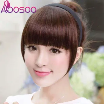 

Short Braid Blunt Bangs Natural Tidy Hairpieces Heat Resistant Synthetic Women Hair 2 Styles Available Natural Fake Hair