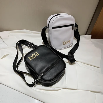 

Women Fashion Handbag Leather Letter Print Shoulder Bag Streewear Hip Hop Women Lovers Casual Change Phone Keys Origanizer Bags