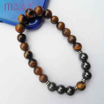 

Period Fitness Sleep Tracker health bracelets jewelry Natural stone beads Tiger's eye Hematite charm bracelet for women man