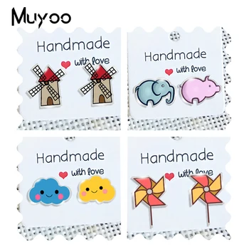 

2020 New Funny Cloud Rainbow Earring Windmill Kite Stud Earrings Transparent Acrylic Earrings Epoxy Jewelry Gifts