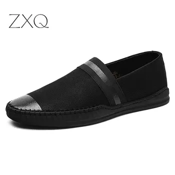 

New Arrival Men Loafers Genuine Leather Pointed Toe Fashion Handmade Moccasins Soft Leather Black Slip On Men's Boat Shoe