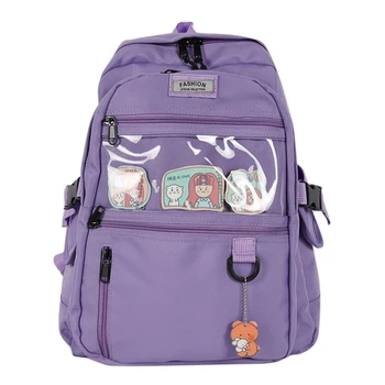 

Nylon Women Backpack College Style Pure Color Schoolbag For Teenage Girls Cute Casual Travel Backpack Bookbag