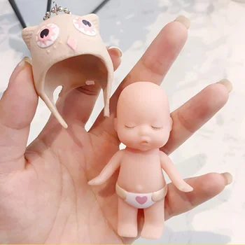 

Newborn Baby Doll Keychain Mini Bebe Reborn Doll PVC Nude Naked Doll Car Bag Keychain Pendant Gift For Girl Kid Kawaii Lovely
